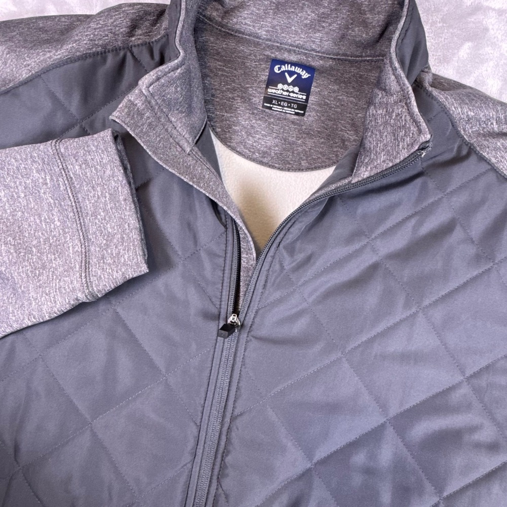 Callaway Weather Series Mens XL Gray Quilted Hybrid Full Zip Golf Jacket